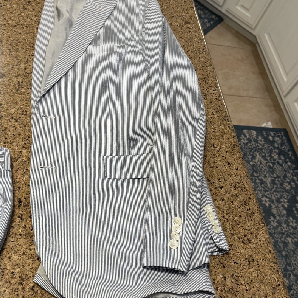 Men's Blue Striped Seersucker Suit